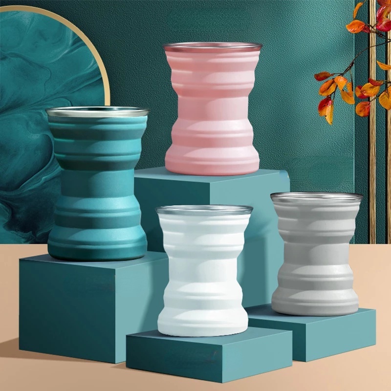 Cốc Uống Nước/Cà Phê/Sữa Có Thể Gấp Gọn Trọng Lượng Nhẹ Chất Lượng Cao Dùng Làm Quà Tặng Cho Bạn Bè