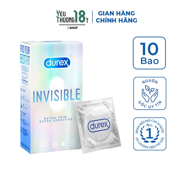 Bao cao su Durex Invisible Extra Thin Extra Sensitive 10 bao - Che tên sản phẩm