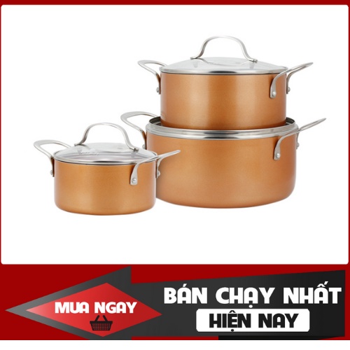 Bộ nồi phủ sứ an toàn đáy từ Elmich Royal Classic EL-3700 Size 16, 20, 24cm