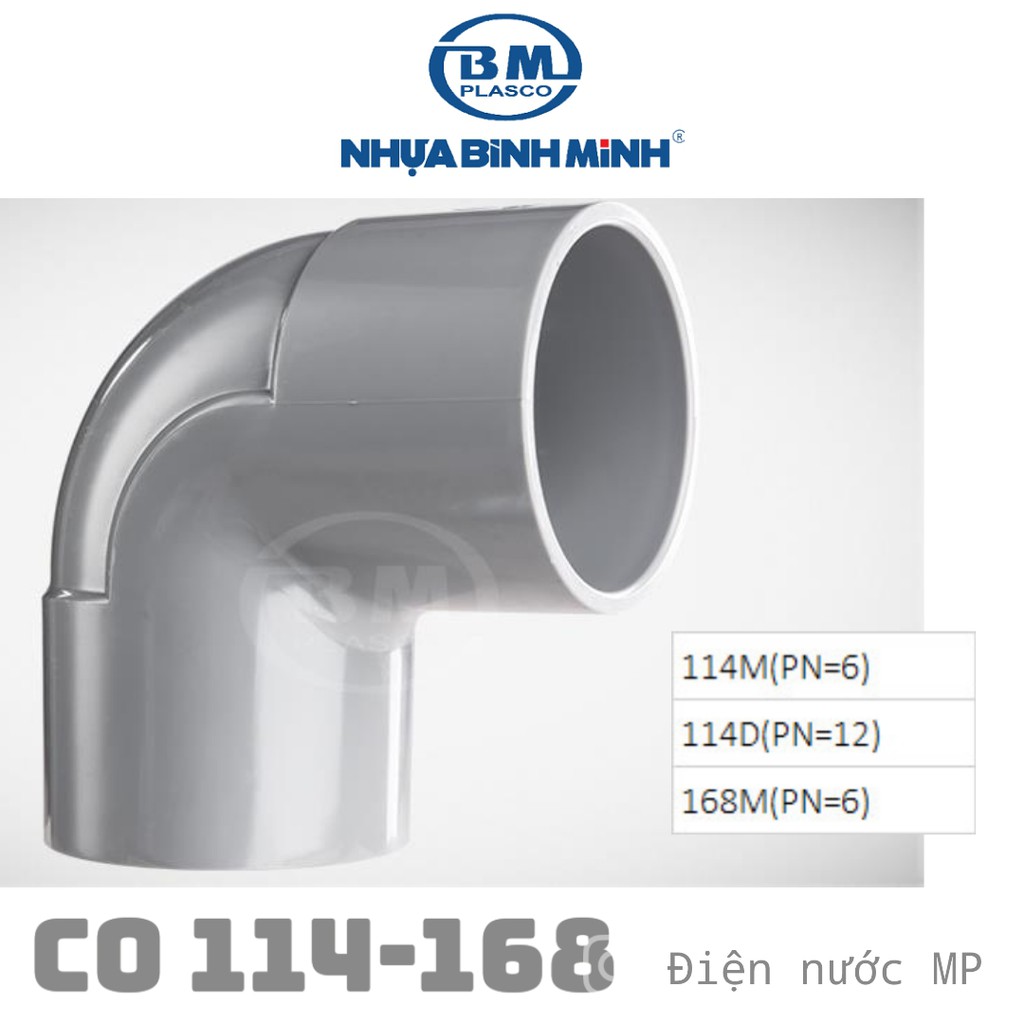 Co 90°(Phi 114-168) nhựa Bình Minh (chính hãng)