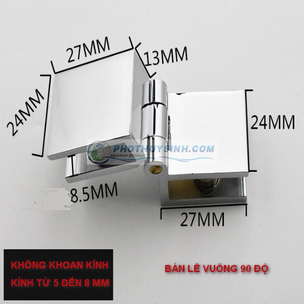 Bản lề bể hồ bán cạn không khoan kính