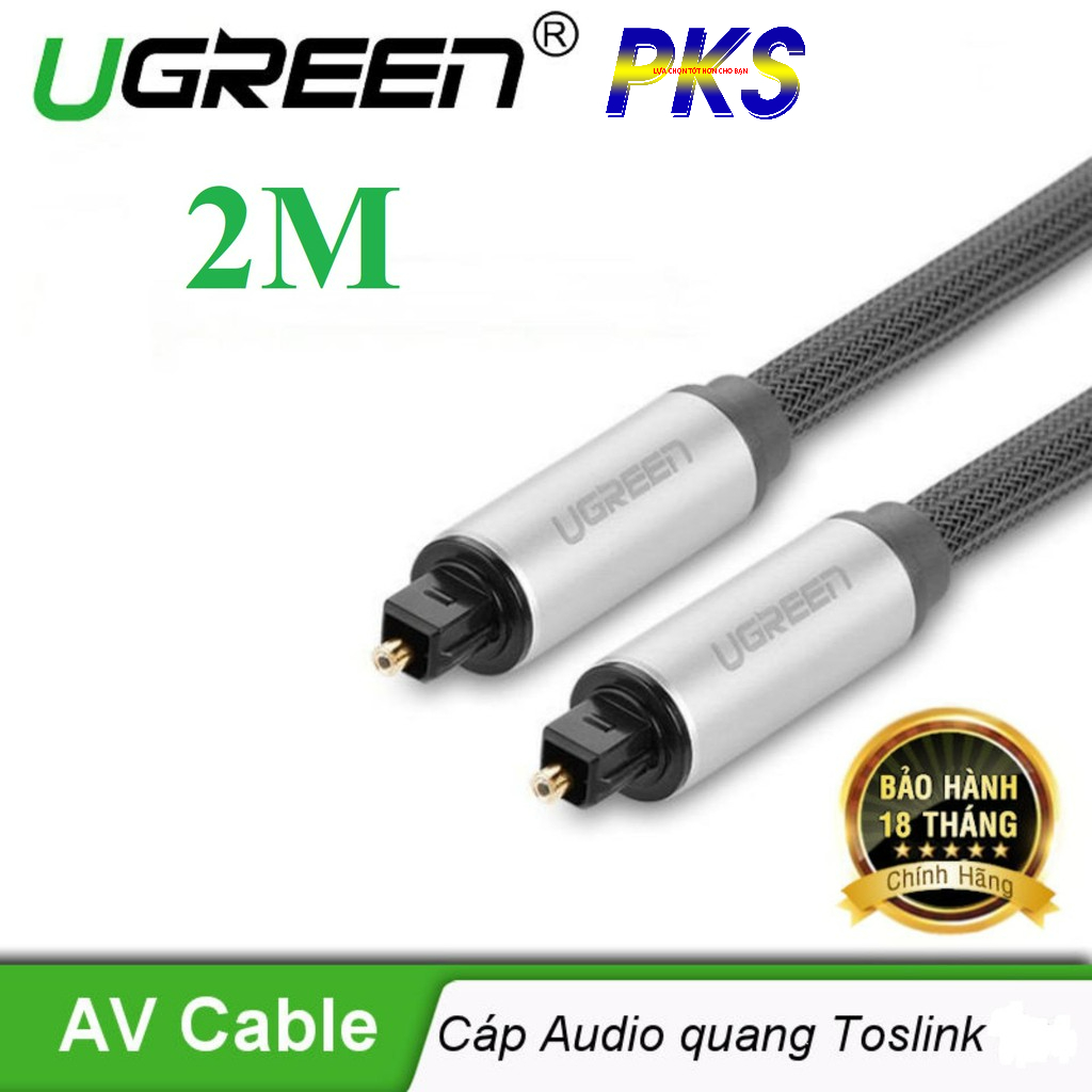 Cáp audio quang Toslink Optical 2m bọc lưới cao cấp Ugreen 10540
