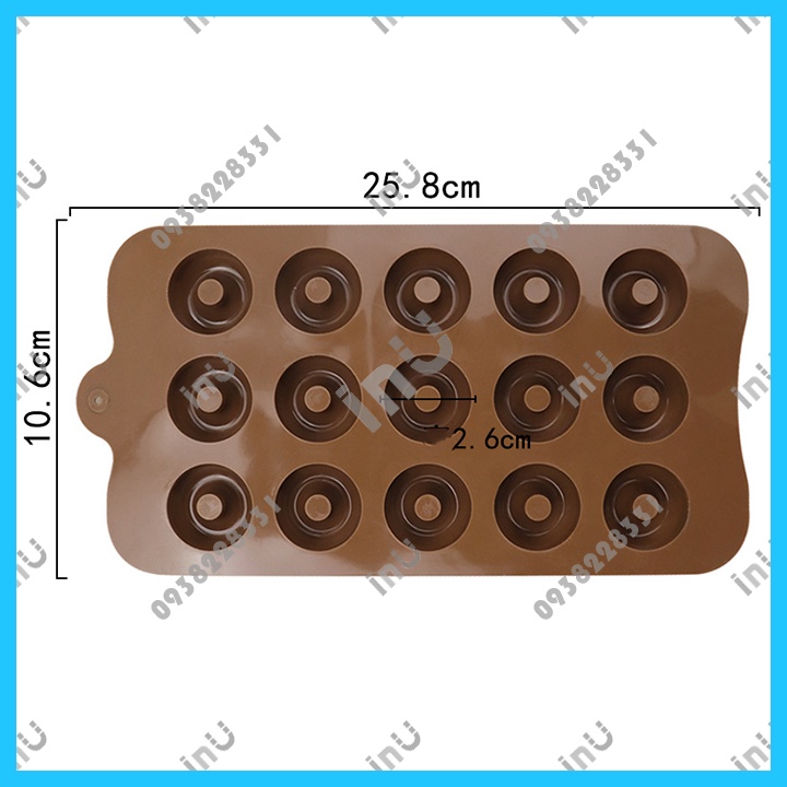 HCM - Khuôn silicon donut mini 15 ô làm socola donut, đổ rau câu, làm kẹo dẻo donut trái cây cho bé ăn dặm