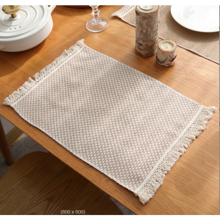 [30*45cm] Thảm đay dệt, tấm lót bàn ăn hình chữ nhật trang trí decor phòng bếp kiểu Âu [LC018 - LC020]