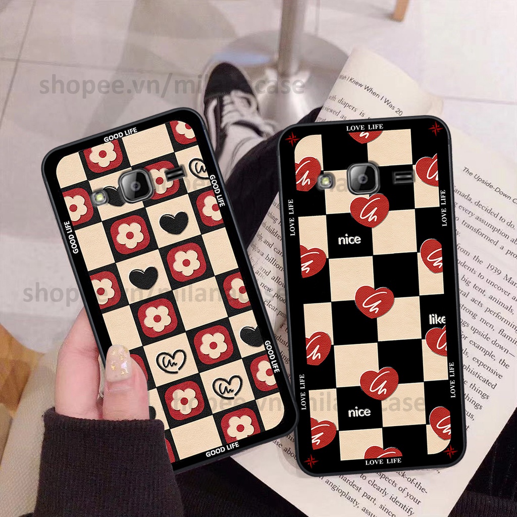 Ốp Samsung J310 / J3 2016 in hình caro trái tim siêu đẹp, siêu nét đầy phong cách cá tính