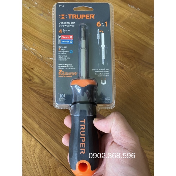 Tua vít 6 đầu trong 1 có từ tính HÀNG TỐT Truper DT-4