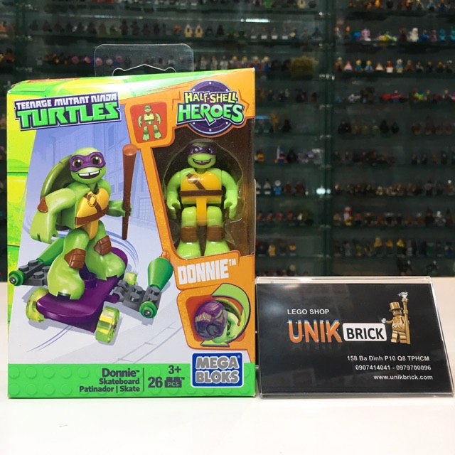 Mega Bloks UNIK BRICK Chú rùa tím Donnie Skateboard trượt ván trong Ninja Turtles - Ninja Rùa chính 