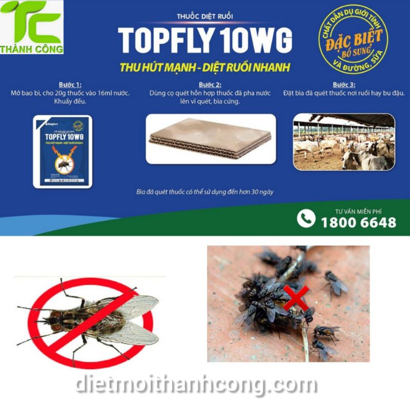 Thuốc diệt ruồi TOPFLY 10WG hộp 10 gói
