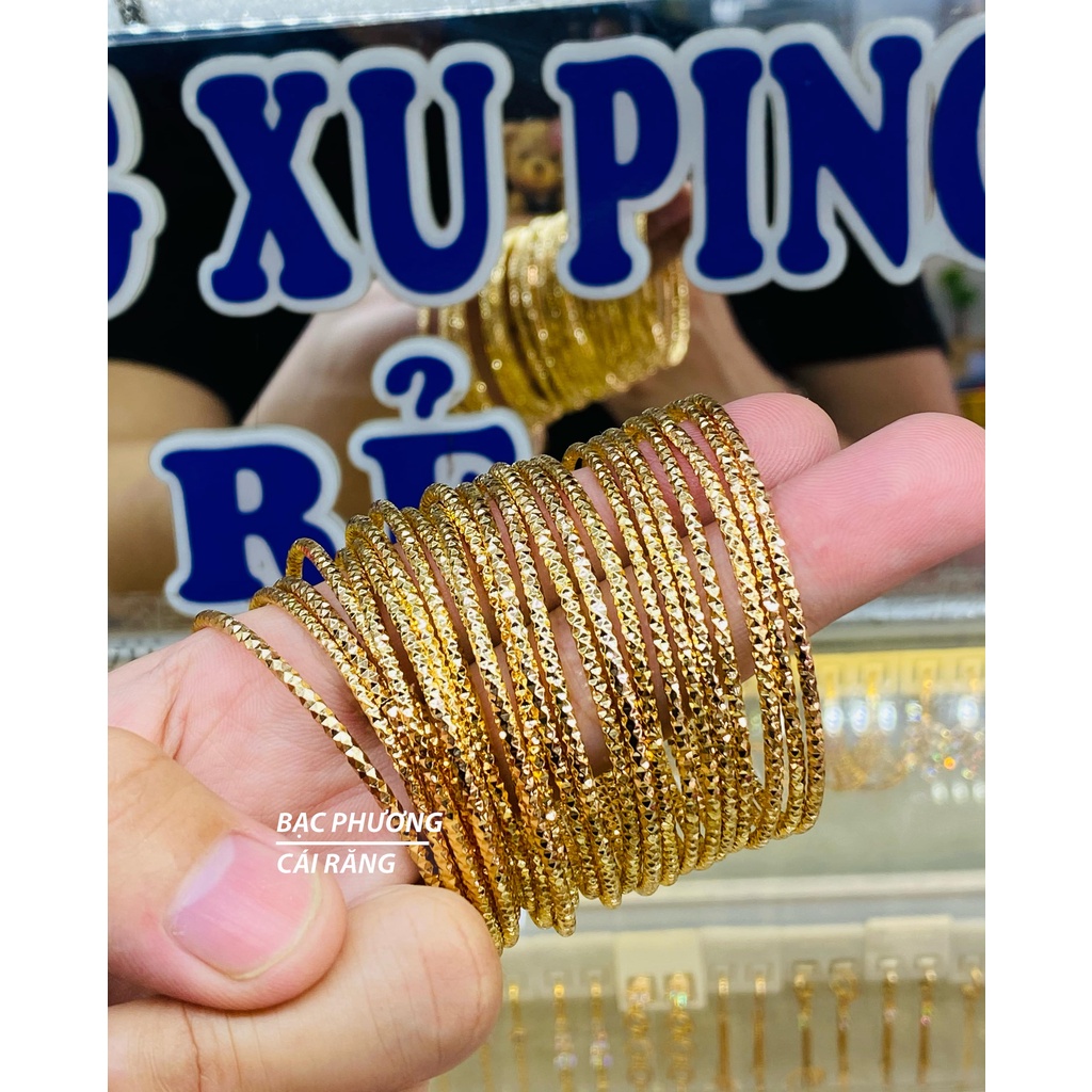 BỘ 7 VÒNG XIMEN BẢN TRÒN HOẠ TIẾT CẮT MÁY KIM CƯƠNG MẠ VÀNG 18K