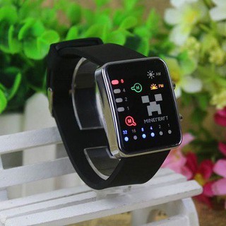 Đồng Hồ Đèn LED Cho Trẻ Em Minecraft Mặt Vuông Hàng Chính Hãng