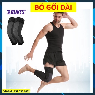 Bó gối dài Aolikes 7815 Ống chân co giãn 4 chiều có đai quấn Elastic compression sports knee magic1