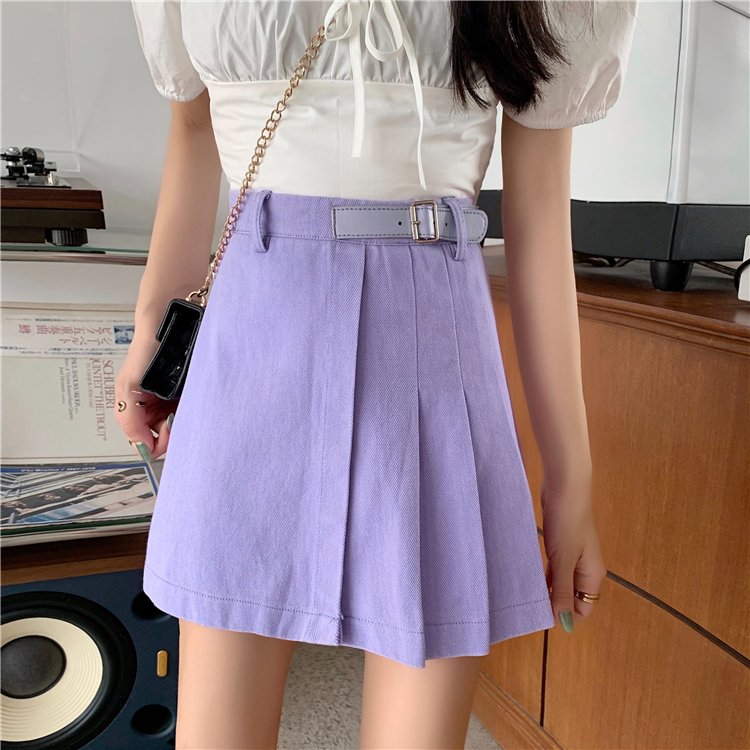 Chân Váy Jean Xiaozhainv Dáng Chữ A Lưng Cao Xếp Ly Phong Cách Hàn Quốc | BigBuy360 - bigbuy360.vn