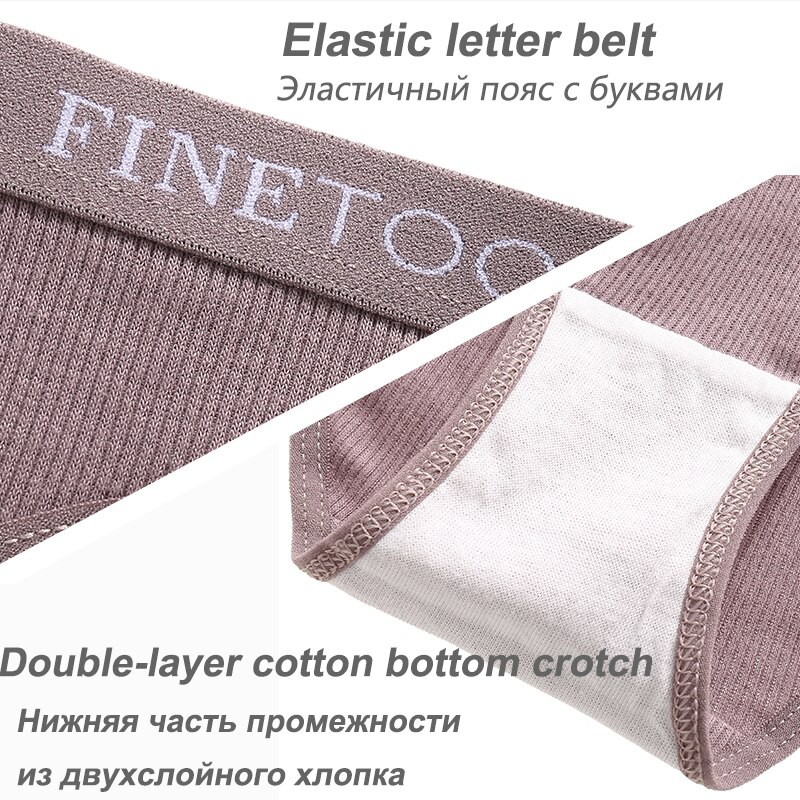 Quần lót in chữ FINETOO phong cách gợi cảm thoải mái 5 màu tùy chọn cho nữ cỡ M-XL