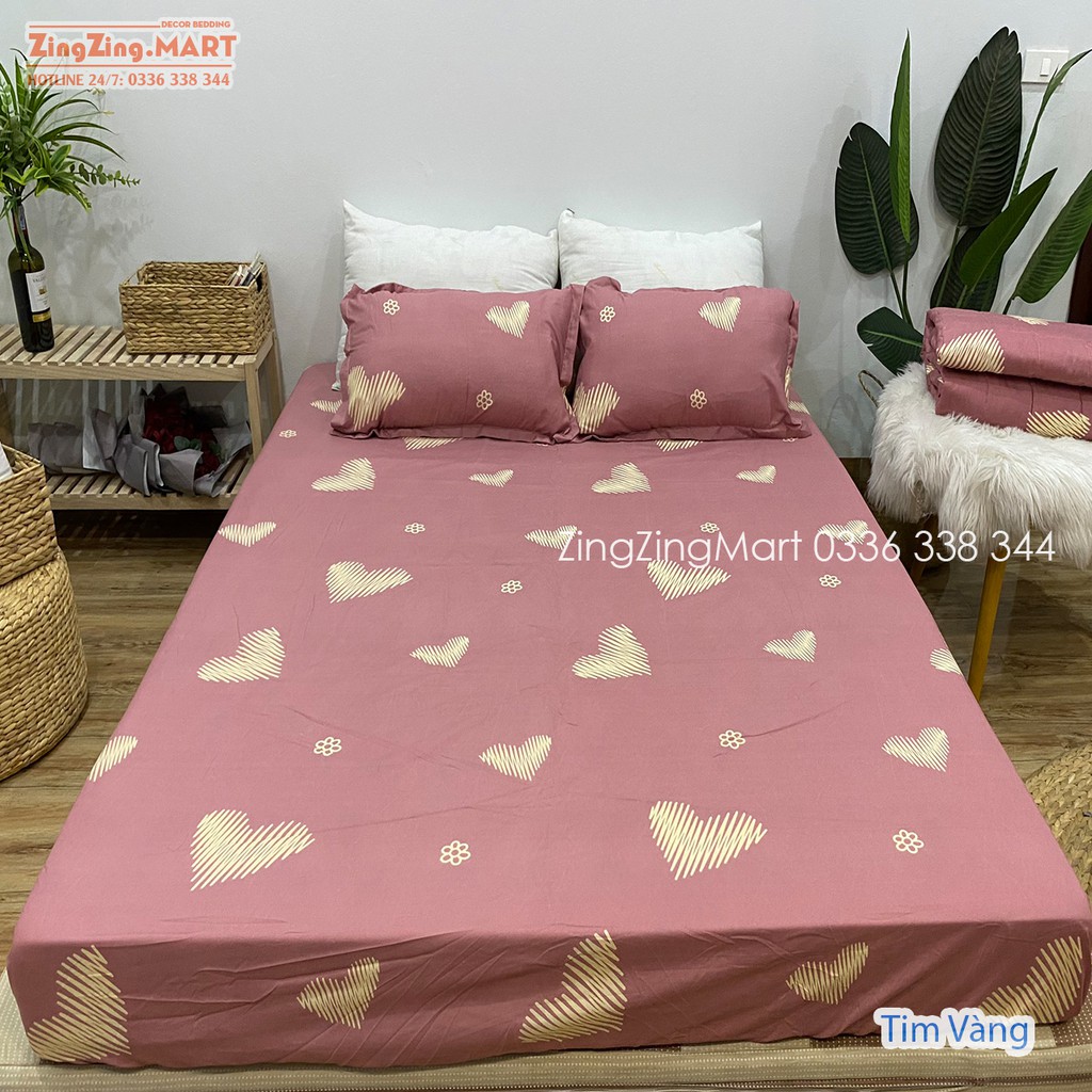 Bộ Ga Chun Bọc Đệm Kèm 2 Vỏ Gối Nằm kích thước 1m2x1m9 Nhiều Mẫu Đẹp 2021