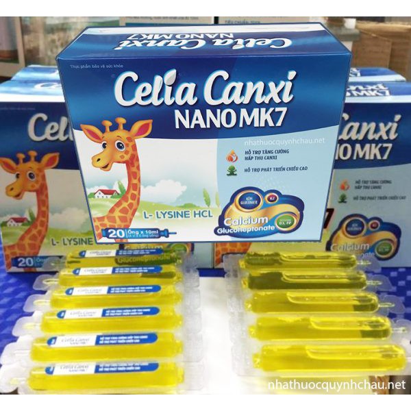 Celia Canxi Nano MK7 Bổ sung canxi vitamin D3 cho cơ thể hỗ trợ sự phát triển chiều cao hộp 20 ống