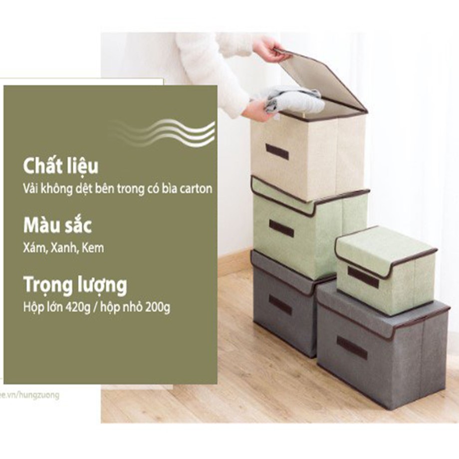 [XẢ KHO]Set 2 túi vải đựng đồ khung cứng phong cách Hàn Quốc Thùng Đựng Quần Áo Đa Năng T3A2