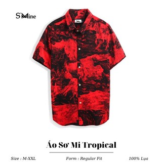 Áo sơ mi nam họa tiết TROPICAL 01 vải Lụa thoáng mát, thấm hút, không nhăn form regular SMINE