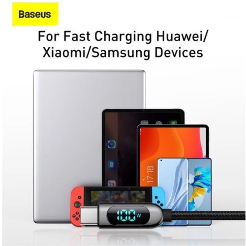 Cáp sạc nhanh Baseus C to C 100W màn LED, Cáp sạc nhanh 100W Baseus Display Fast Charging Data Cable Type C to C 100W