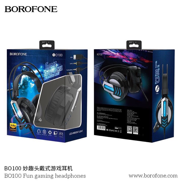 Tai Nghe Chụp Tai Gaming Borofone BO100 -Có Mic + Chân Cắm USB / Headphone / 3.5mm Sử Dụng Cho cả PC Và Điện Thoại