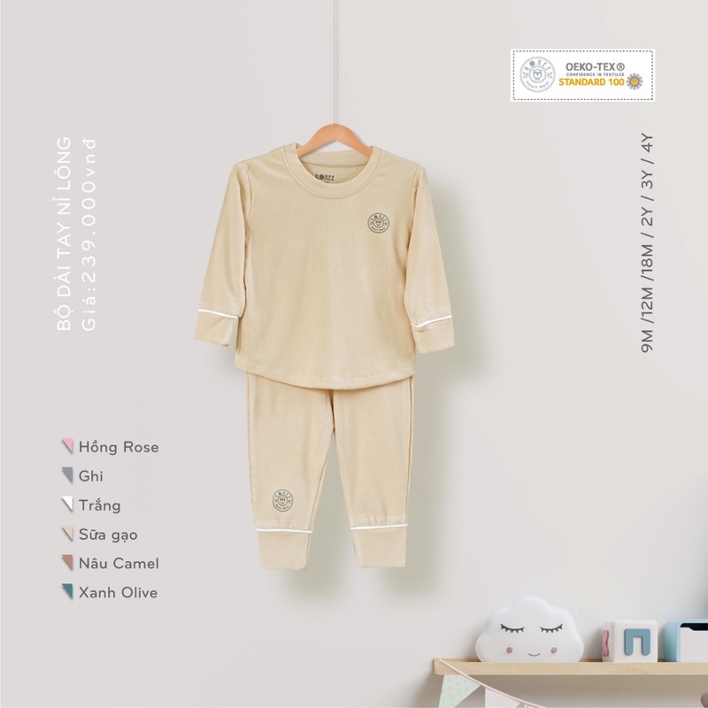 Bộ Hrnee Cài Vai Nỉ Lông