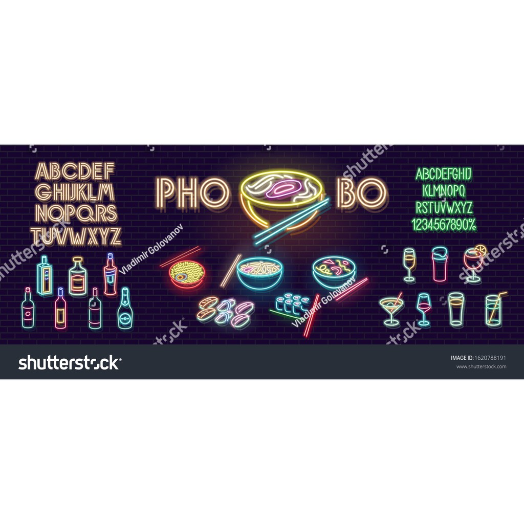 Tranh giả gạch họa tiết chữ Neon (Phát sáng) dùng cho hàng quán, cafe, trà sữa, trà chanh GNOEN 07