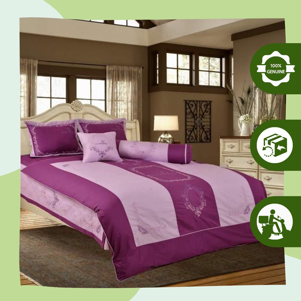 Bộ Chăn Ga Gối Everhome EH 518 Màu tím  Kết Hợp Hài Hòa  Ấn Tượng Toát Lên Sự Ngọt Ngào Ấm Áp Cho