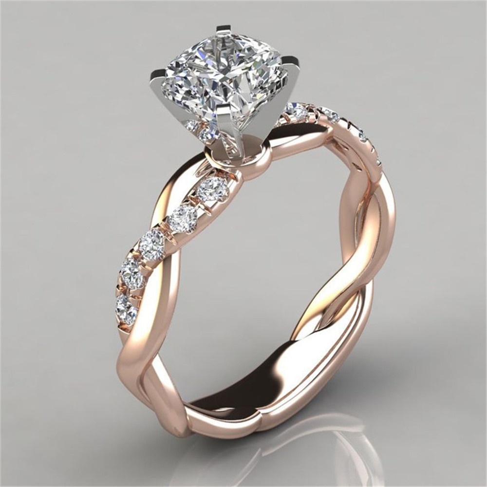 【COD】Bộ Nhẫn Đính Kim Cương Giả Ba Kích Thước 6-10