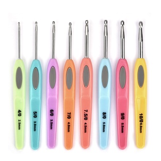 8pcs đầy màu sắc trộn kích thước 2.5mm - 6mm Crochet dệt sợi quá trình dệt kim nhựa xử lý dệt crochet công cụ
