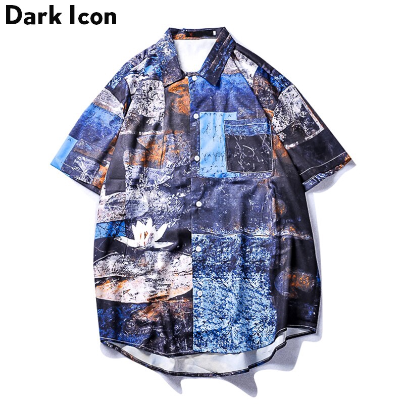 Áo sơ mi nam tay ngắn kiểu dáng retro thời trang phong cách