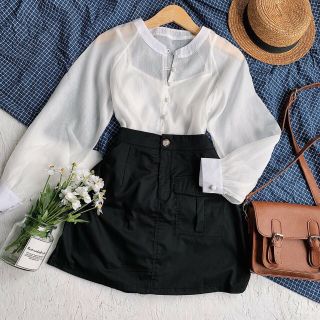 Set áo sơmi kèm chân váy kaki