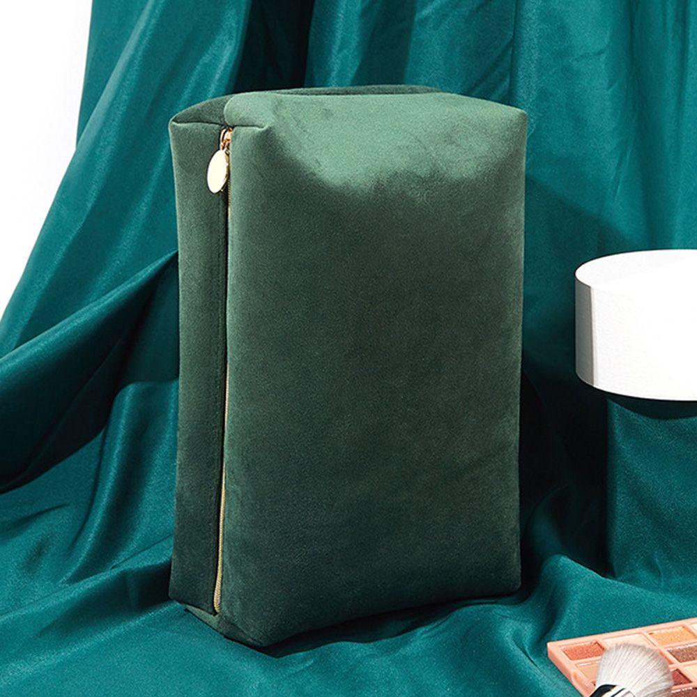 NIUYOU Túi Nhung Đựng Mỹ Phẩm Cỡ Lớn Phối Khóa Kéo Đơn Giản
