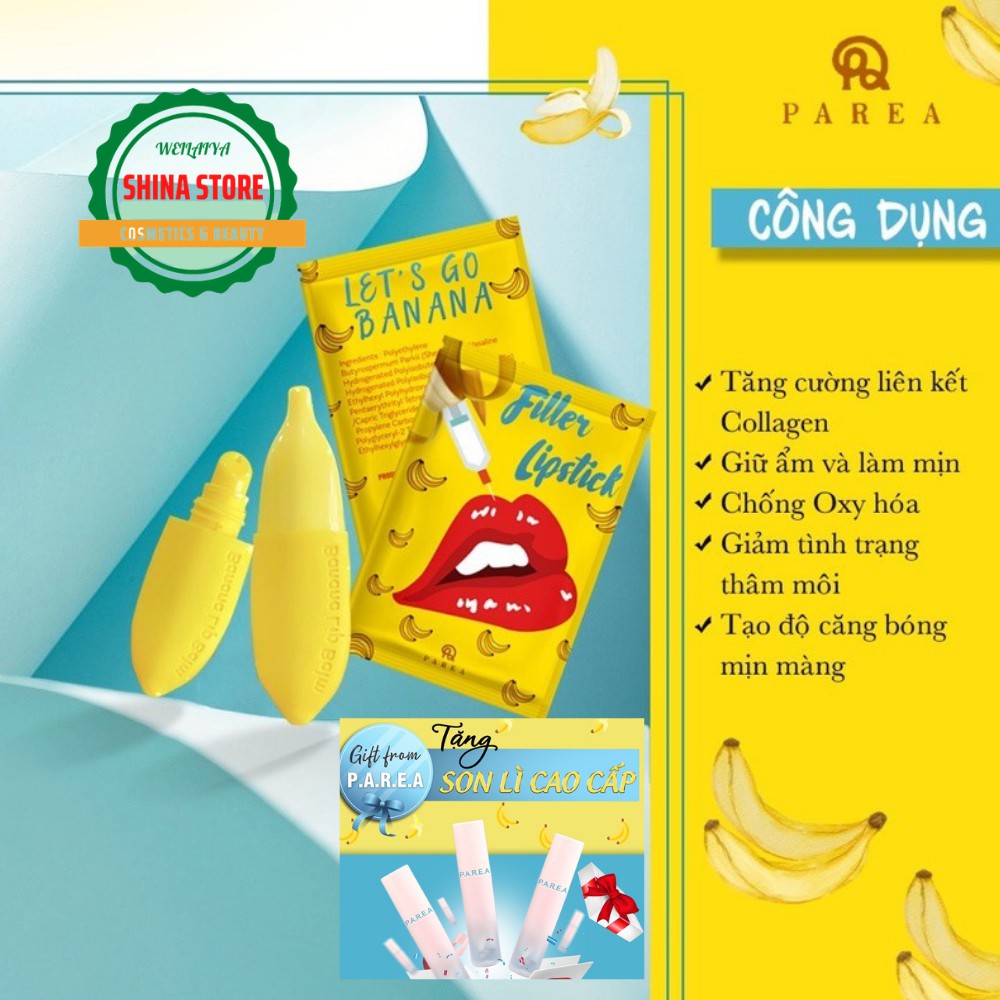 Son Chuối Dưỡng Khử Thâm Môi Collagen, Ủ Môi Filler Lipstick Banana Khử Thâm Môi Tại Nhà. Môi Căng Bóng Sáng Hồng