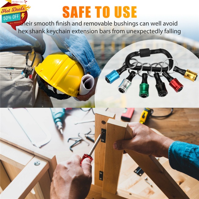 Bộ 6 Giá Đỡ Mũi Khoan Lục Giác 1/4&quot; Bằng Kim Loại Thiết Kế Dạng Móc Khóa Tiện Dụng