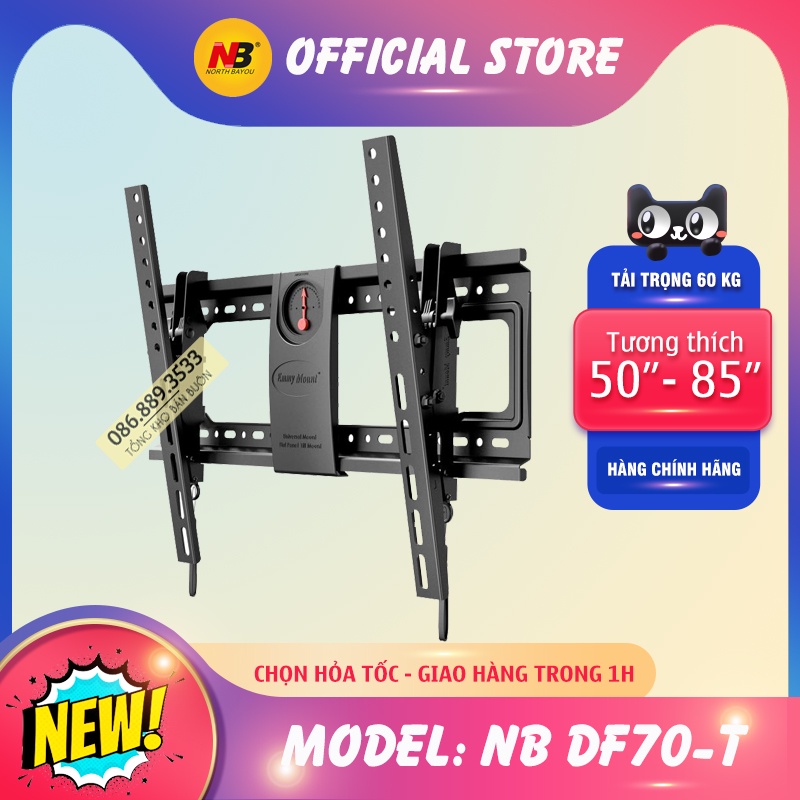 Giá Treo Tivi Gật Gù NB DF70T 50 - 55 - 65 - 75 - 85 Inch - Khung Treo Tivi Điều Chỉnh Góc Nghiêng Tivi 12 Độ