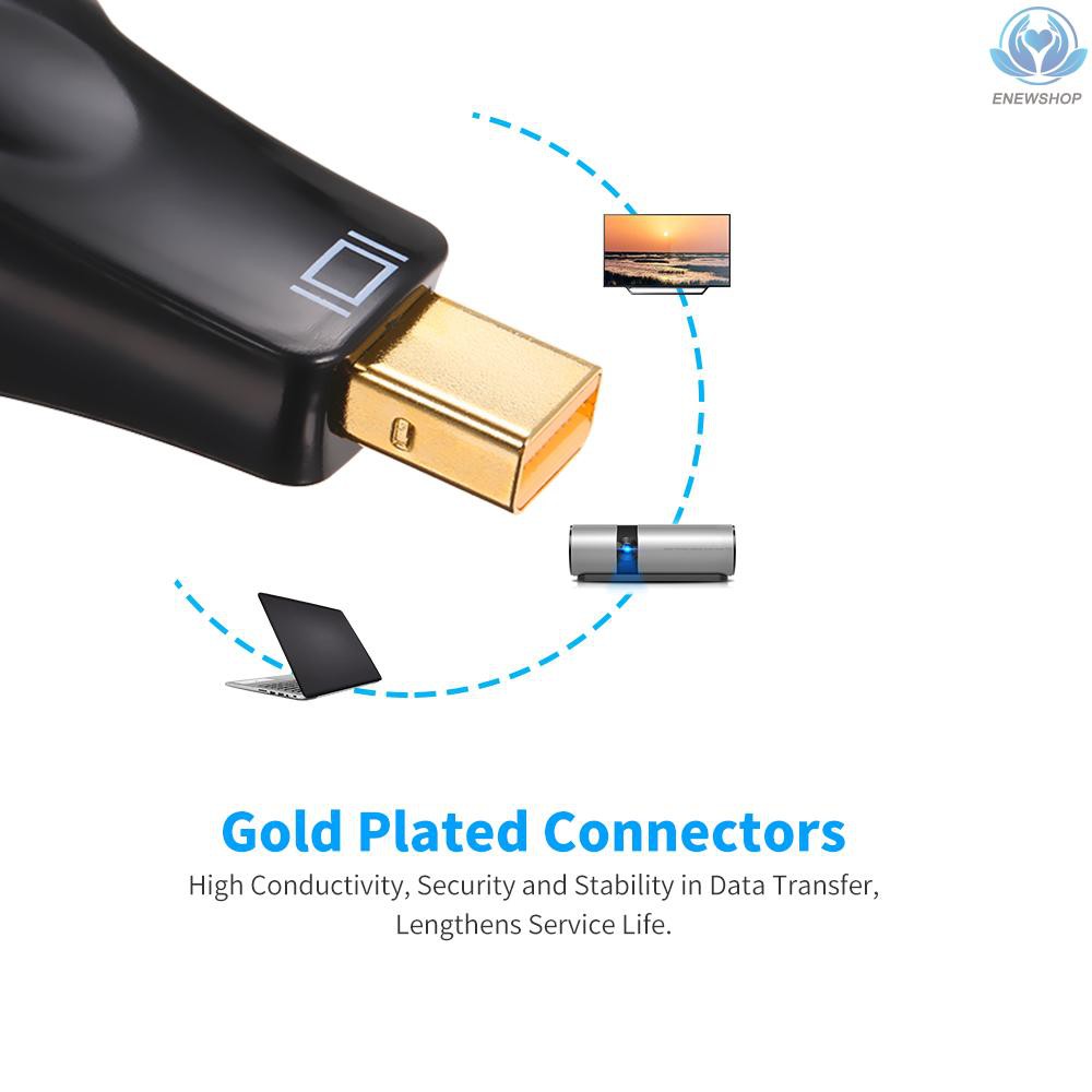 【enew】Mini DisplayPort DP to VGA Adapter Gold Platerd 1080P Thunderbolt Male to VGA Female Converter Connector for  for  Pro/ Air, for iMac