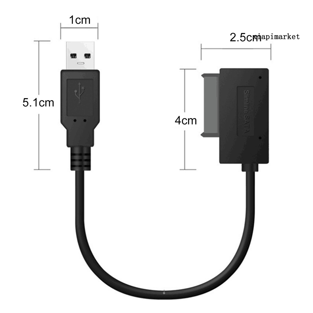 LOP_Mini Portable USB 2.0 High Speed Converter Cable Cord for 6p+7p SATA Notebook Second-generation Optical Drive