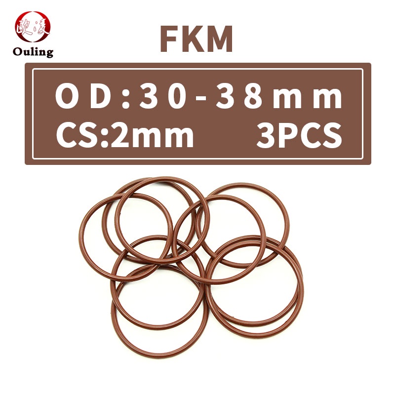 Set 3 Vòng Đệm Cao Su Hình Chữ O Chịu Áp Lực Tốt Chống Áp Lực Dầu / Chống Mòn / Chống Trượt / Chống Dầu / Chống Mòn 30 / 31 / 32 / 33 / 35 / 36 / 37 / 38 * 2mm