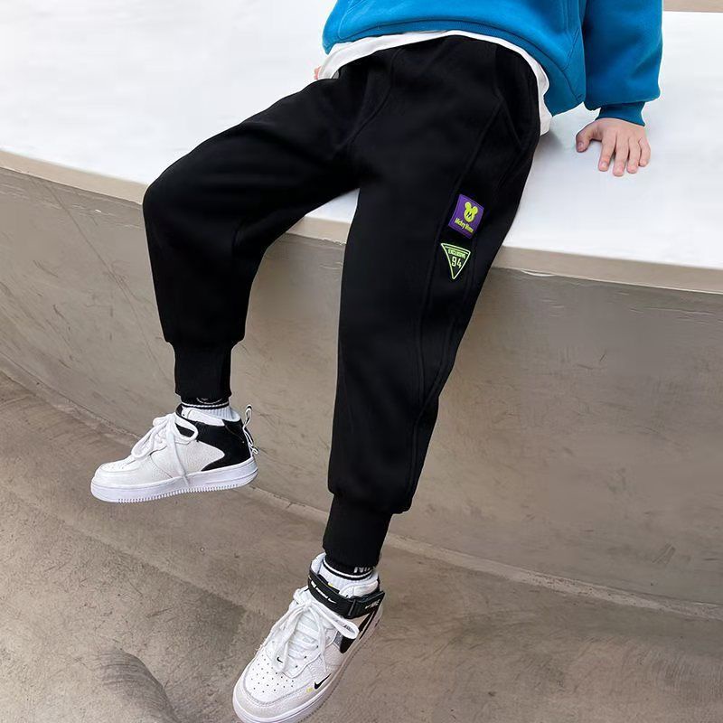 Quần Dài Thể Thao Ống Rộng Chất Liệu Cotton Thời Trang Xuân Thu Phong Cách Phương Tây Cho Bé Trai