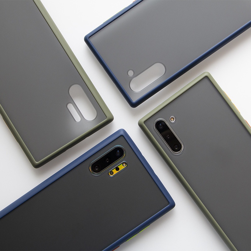 Ốp điện thoại mặt nhám viền màu thời trang chống sốc cho Samsung Note 8 9 10 10+ Pro Plus J6 Prime J8 2018