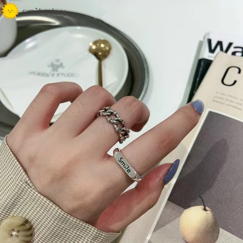 Bộ Nhẫn Hở Hình Mặt Cười Phong Cách Punk Cổ Điển Thời Trang Cho Nữ