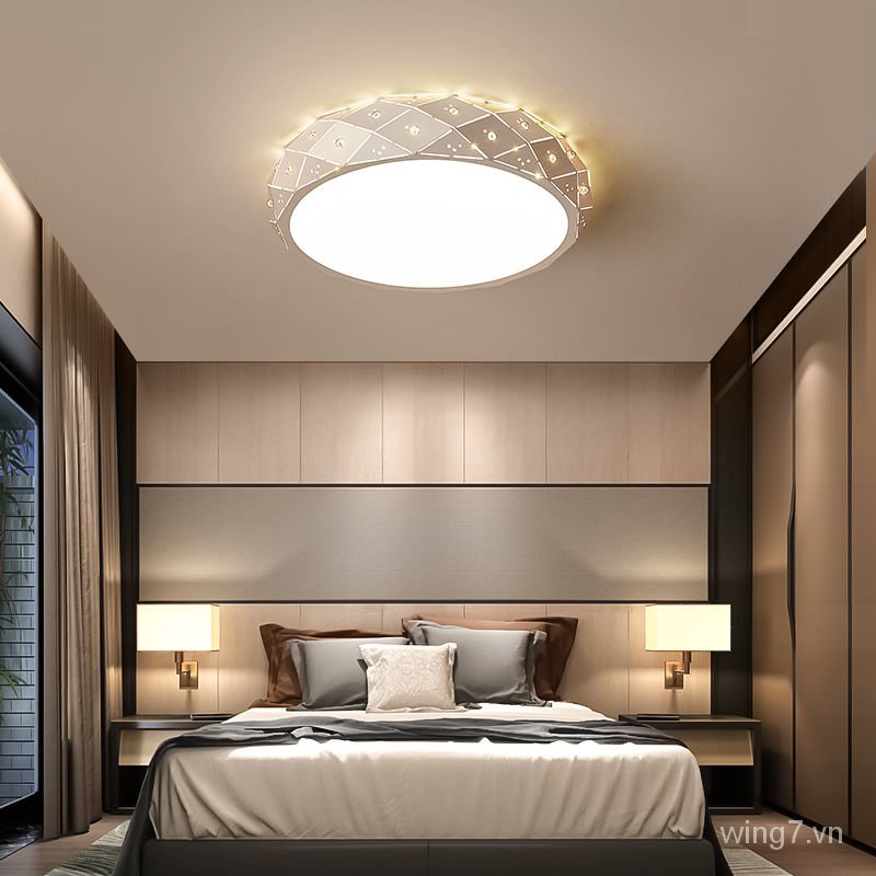 Đèn pha LED mới phòng ngủ đèn trần đơn giản hình tròn hiện đại bầu không khí hiện đại đèn chùm đèn LED phòng ngủ đèn trần trang trí hiện đại