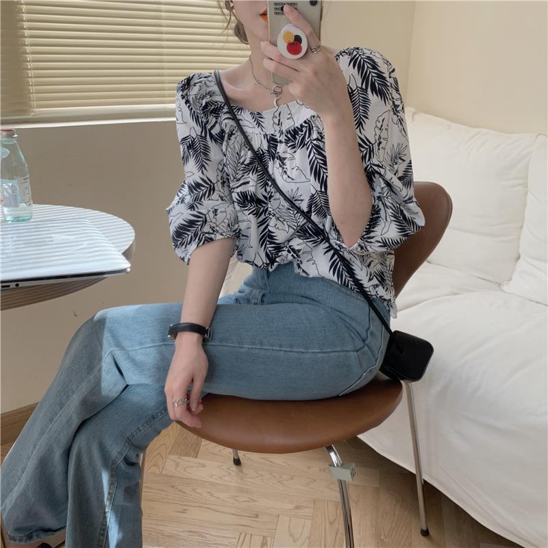Áo Sơ Mi Tay Phồng Họa Tiết Hoa Phong Cách Retro Thời Trang Cho Nữ | BigBuy360 - bigbuy360.vn