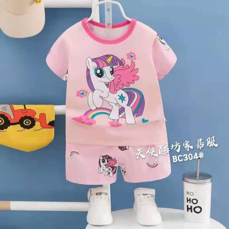 Bộ xuất hàn cho bé, bộ quảng châu cao cấp cộc tay cotton lạnh bé trai, bé gái mẫu mới size 0-4 tuổi