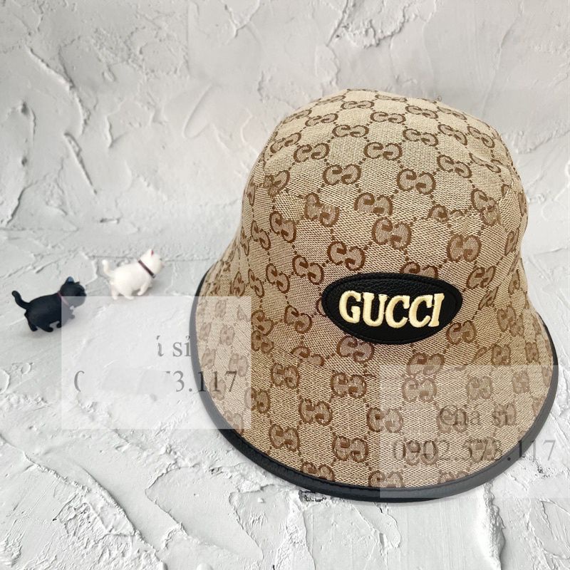 Nón bucket thêu Gucci mạc tròn viền