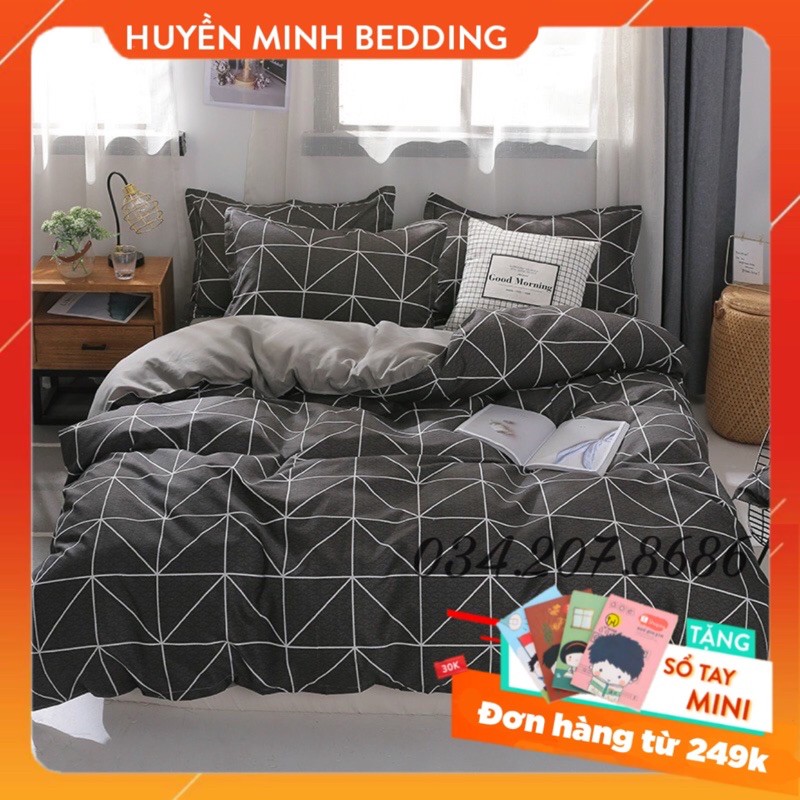 BỘ CHĂN GA VÀ VỎ GỐI POLY COTTON Kẻ Dạ - Bộ Chăn Ga Gối 5 Món Cao Cấp