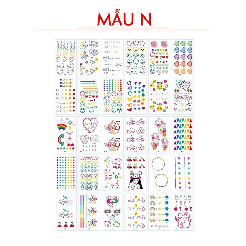Hình xắm giả hình xăm tạm thời 30 miếng dán hình xăm mini tạm thời nhiều hình đẹp nam nữ DANA