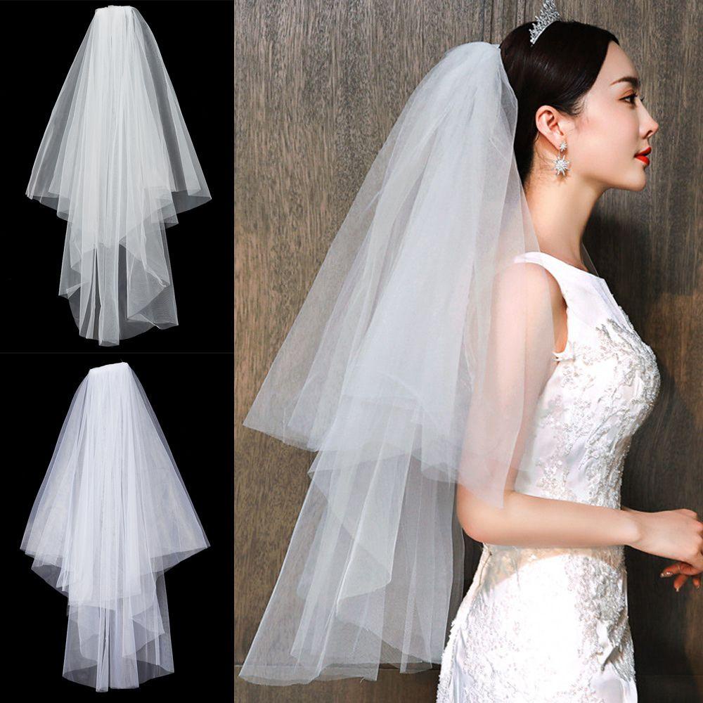 MOILYVN Mạng Che Mặt Màu Trắng Ngà Đơn Giản Kèm Lược Cài Tóc Cho Cô Dâu