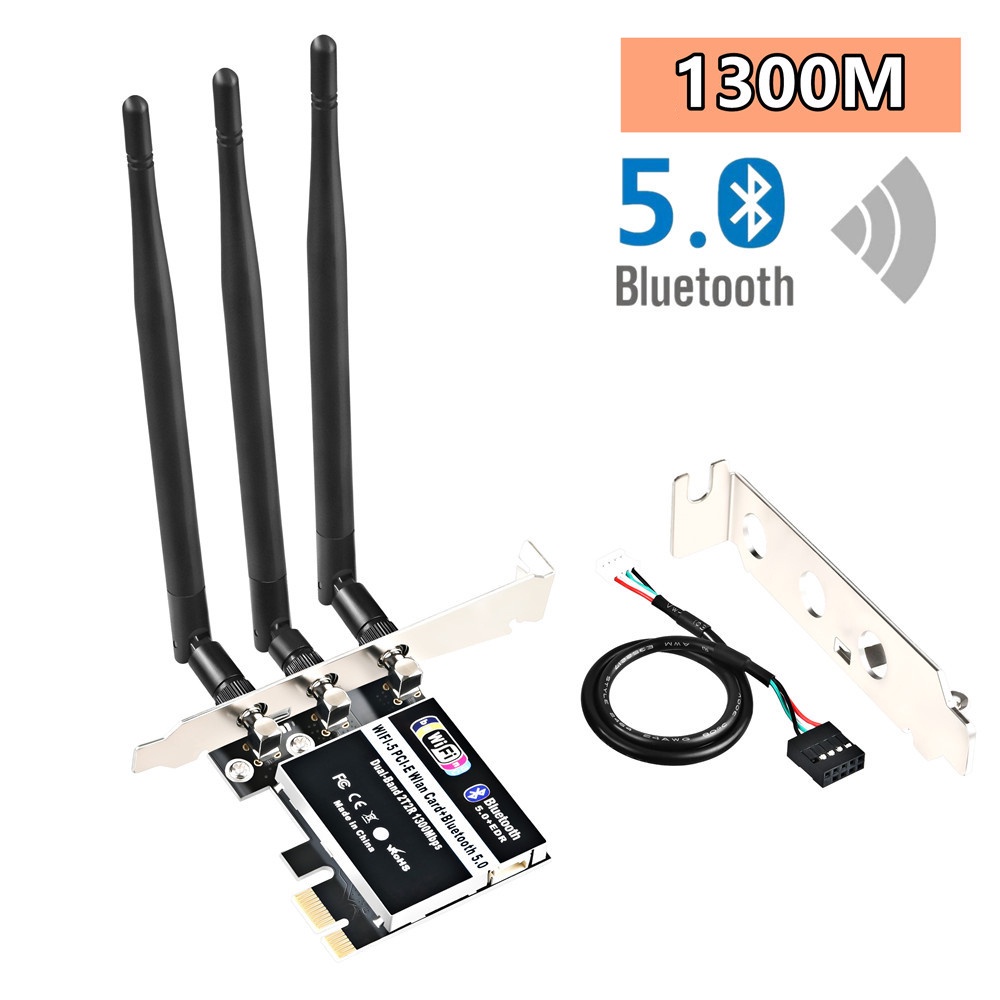 Card wifi pc không dây PCI-E 1300m Bluetooth 5.0 trên máy tính để bàn tích hợp bộ thu tín hiệu 2.4 / 5.8G băng tần kép