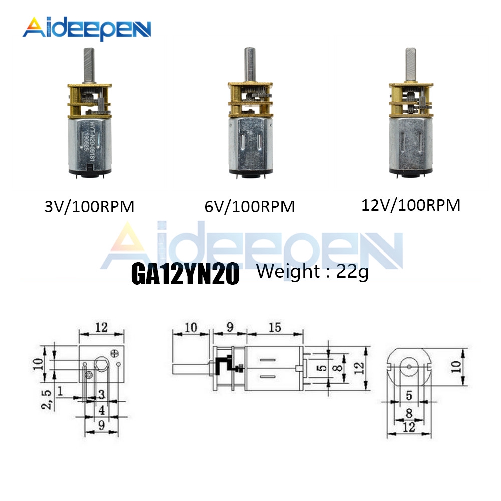 Động cơ giảm tốc nhiều loại DC GA12-N20 DC 3V 6V 12V 15RPM 600RPM 100RPM 1000RPM | BigBuy360 - bigbuy360.vn