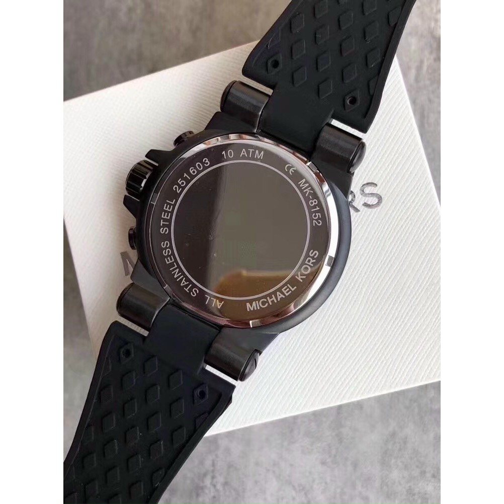 ĐỒNG HỒ NAM MICHAEL KORS MK8152 , DÂY CAO SU MÀU ĐEN , SIZE 48MM